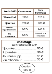 Tarifs de location de la Maison des Associations - Etreville